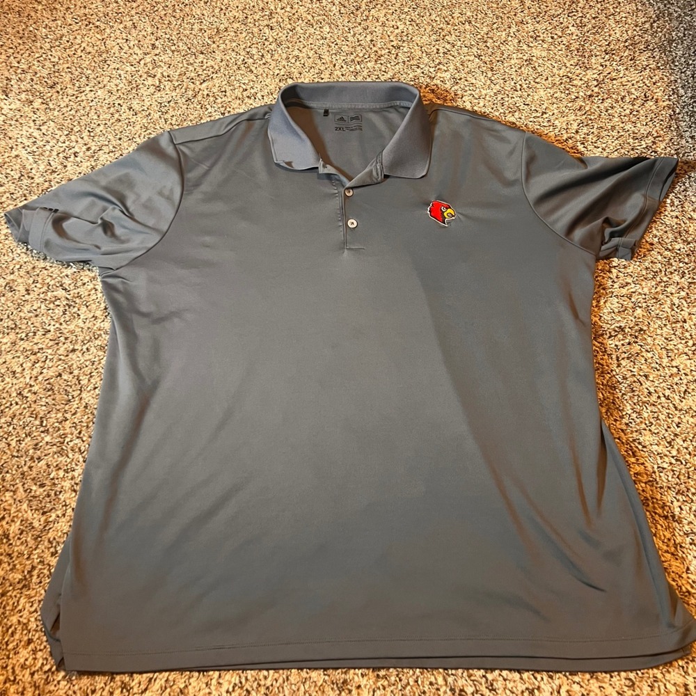 Adidas Golf Polo Shirt 2XL Gray Louisville Cardinals Athletic Mens‎